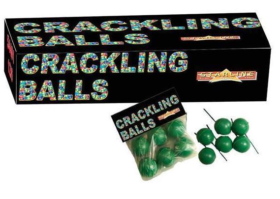 Crackling balls - Willaert, Verkleedkledij, Fantasiekledij, Vuurwerkshop, vuurwerkwinkel, vuurwerk, knaller, spetters, effecten, verschillende kleuren, pijlen, pijl, batterij, siervuurwerk